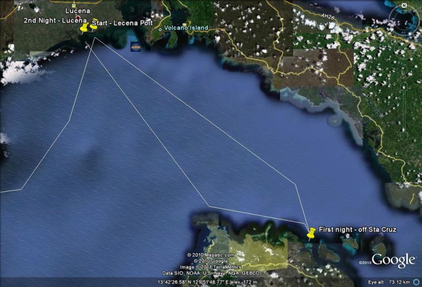 Google-Map showing first two days sailing